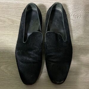 Hermes men’s black pony hair shoes 40